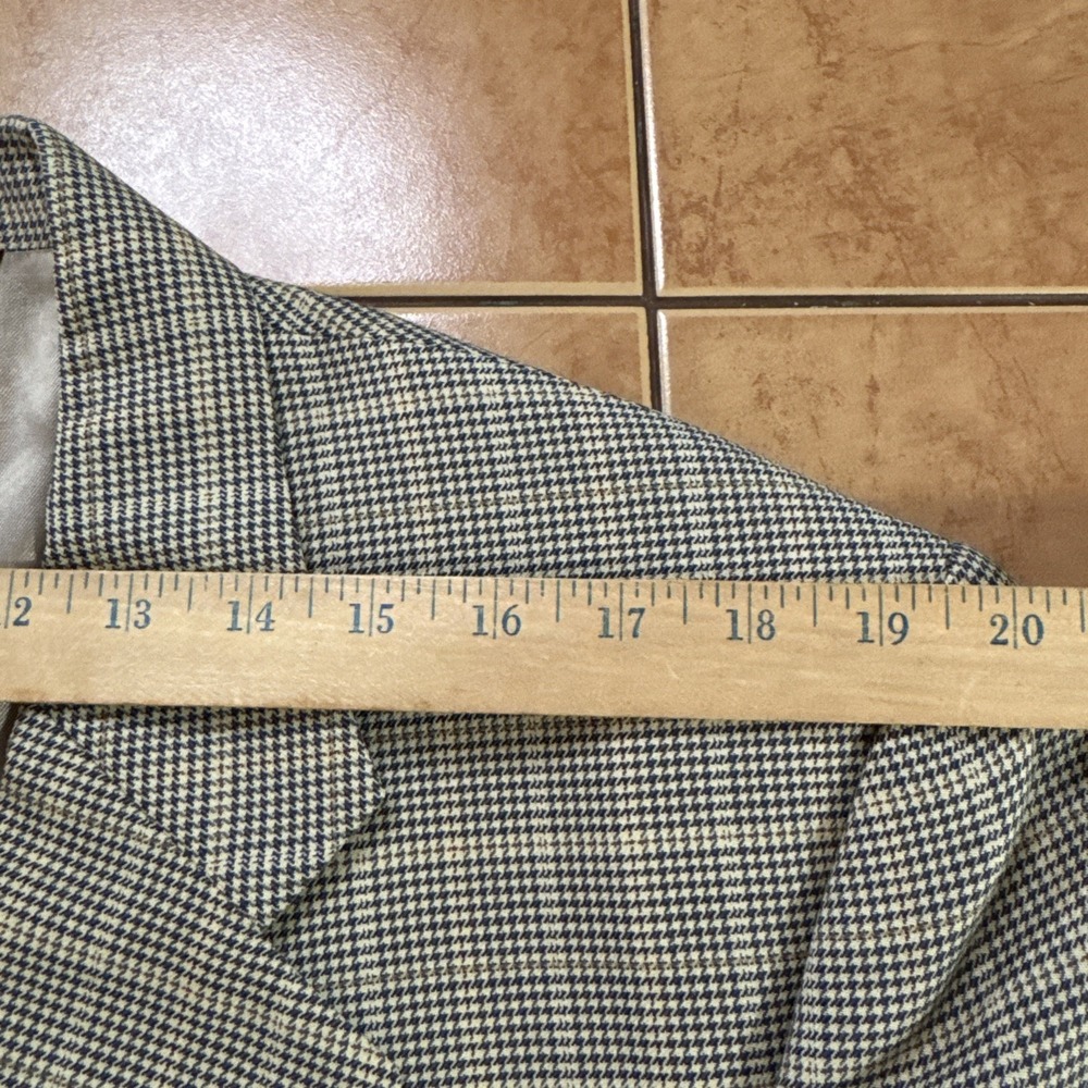 Jos A Bank Brown Blue Houndstooth Plaid 100% Wool Sport Coat Jacket Blazer 44L - Picture 10 of 13